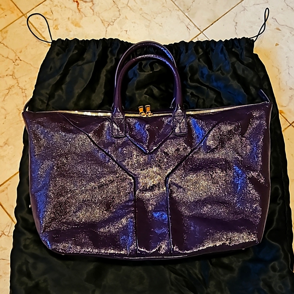 YSL Easy Y Bag Purple Patent Leather